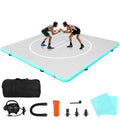LOJIAWOWE Inflatable Tumbling Mat Wrestling Mat Thick Foldable Gymnastics Equipment For Grappling Judo Boxing Yoga Easy Inflate With Pump 10x10FT For Indoor And Outdoor Exercise