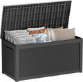 LOJIAWOWE 320 Gallon Resin Deck Box, Waterproof Lockable Outdoor Storage Container for Patio Furniture, Pool Supplies, Black