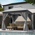 LOJIAWOWE 10x10ft Outdoor Canopy Gazebo with Reinforced Metal Frame Double Layer Roof Weather Resistant Shelter with Mosquito Netting Privacy Screens for Garden Patio