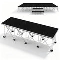 LOJIAWOWE Heavy Duty Modular Aluminum Stage Stairs 48in Wide Non Slip Foldable Steps with Collapsible Riser for 16 Inch Stage
