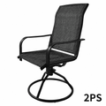 LOJIAWOWE 2 Piece High Back Swivel Patio Dining Chairs with 360 Degree Rotation 15 Degree Rocking Curved Armrests Breathable Textilene Fabric for Patio Backyard Gray