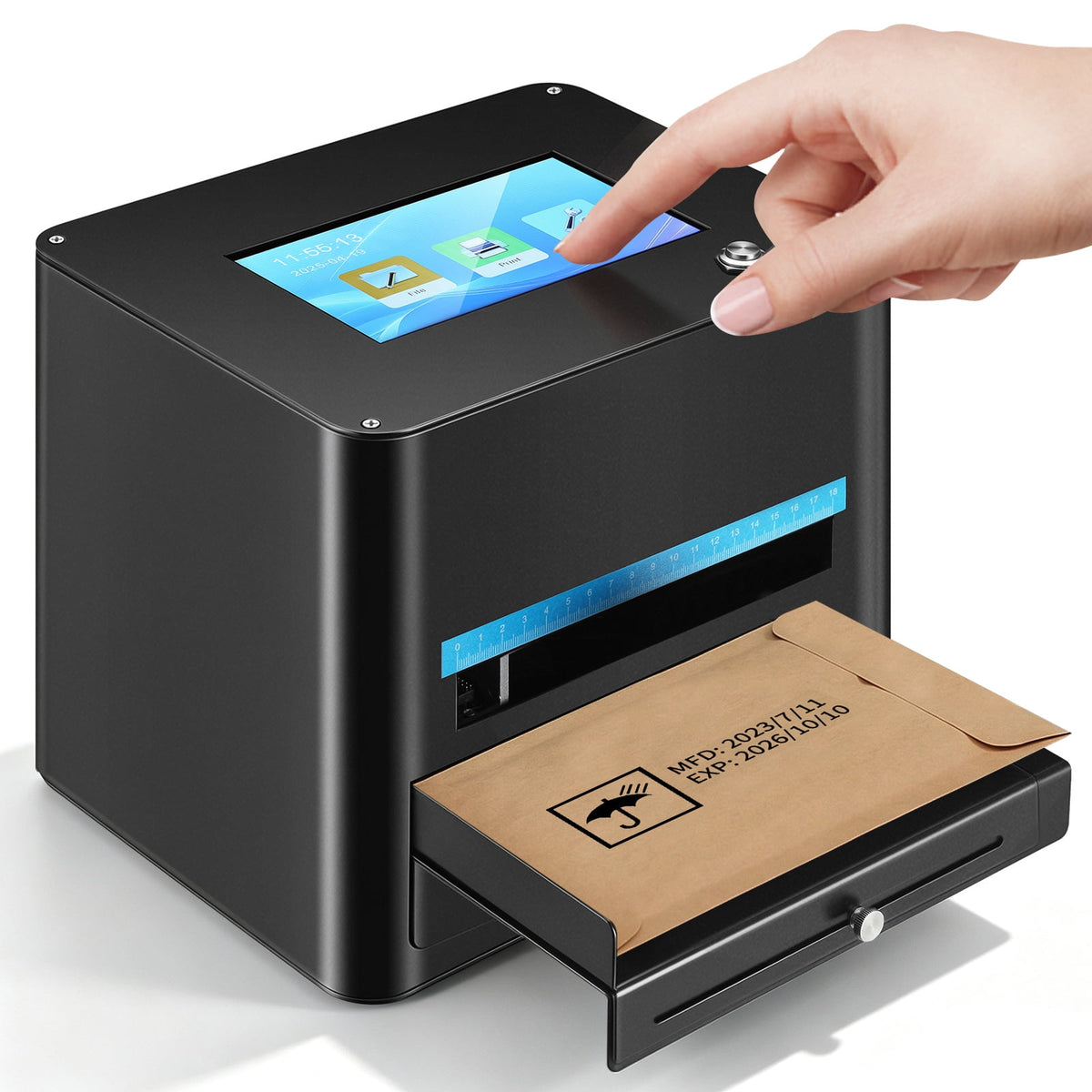 LOJIAWOWE Portable Industrial Inkjet Coding Machine Equipped With 42ml Quick Dry Ink Cartridge 7 Inch Touch Screen Metal Inkjet Coder For Multi Surface Printing US Plug