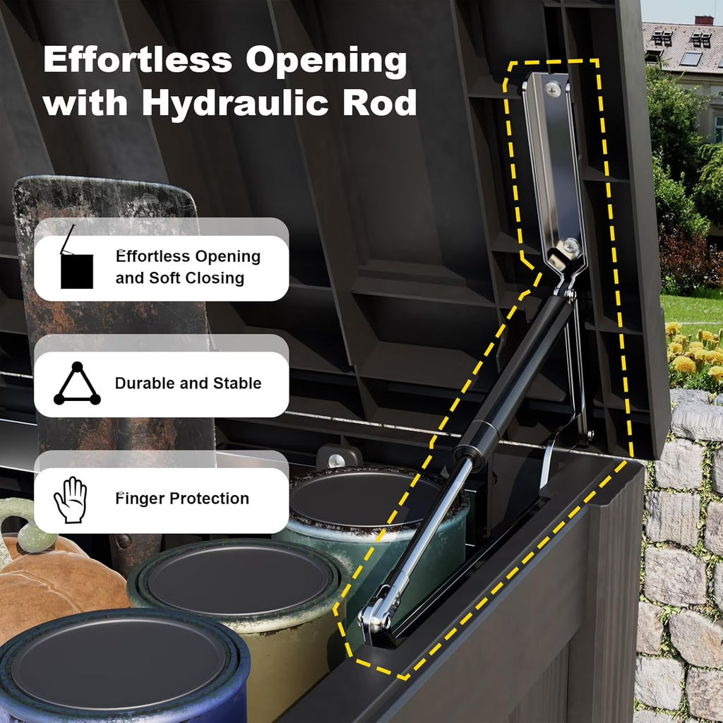 LOJIAWOWE 270 Gallon Resin Deck Box, Waterproof Lockable Outdoor Storage Container for Patio Furniture, Pool Supplies, Black