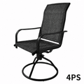LOJIAWOWE 4 Piece Swivel Rocking Patio Dining Chairs with 360 Degree Rotation 15 Degree Rocking High Back Curved Armrests Breathable Textilene Fabric for Backyard Gray