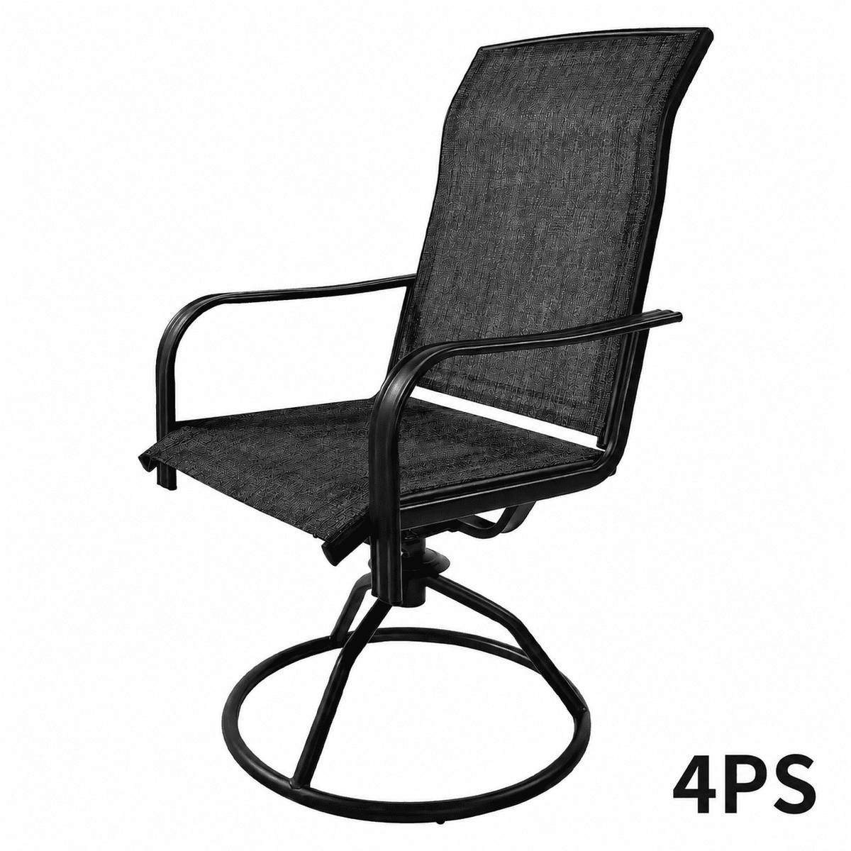 LOJIAWOWE 4 Piece Swivel Rocking Patio Dining Chairs with 360 Degree Rotation 15 Degree Rocking High Back Curved Armrests Breathable Textilene Fabric for Backyard Gray