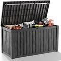 LOJIAWOWE 200 Gallon Resin Deck Box, Waterproof Lockable Outdoor Storage Container for Patio Furniture, Pool Supplies, Black