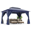 LOJIAWOWE 10x13ft Gazebo Canopy Outdoor Patio Shelter with Heavy Duty Metal Frame Double Roof Mosquito Netting Privacy Curtains for Backyard Garden Lawn