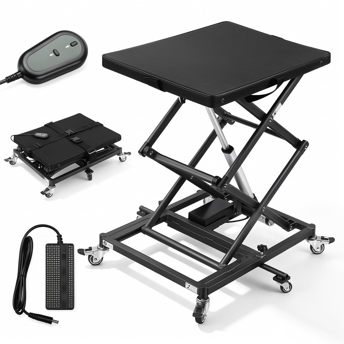 LOJIAWOWE Foldable Aluminum Wheelchair Scooter Vehicle Lift Portable Rechargeable Hoist With Safety Belt Space Saving 110LBS Loading US Plug