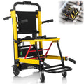 LOJIAWOWE Foldable Aluminum Electric Stair Climbing Wheelchair For Seniors Disabled People Dual Mode Flat And Stair Travel Yellow 480lbs Max Load US Plug 61.70X50.70X20.04in