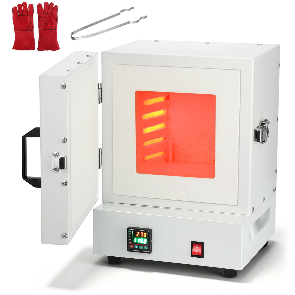 LOJIAWOWE Electric Digital Temperature Control Kiln Muffle Furnace for Jewelry Craft Metal Casting Pottery Glazing Laboratory Use 2000W Heating Power US Plug
