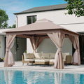 LOJIAWOWE 12x12ft Patio Gazebo Canopy with Sturdy Metal Frame Double Roof Design Outdoor Shelter with Mosquito Net Curtains Privacy Panels for Backyard Lawn