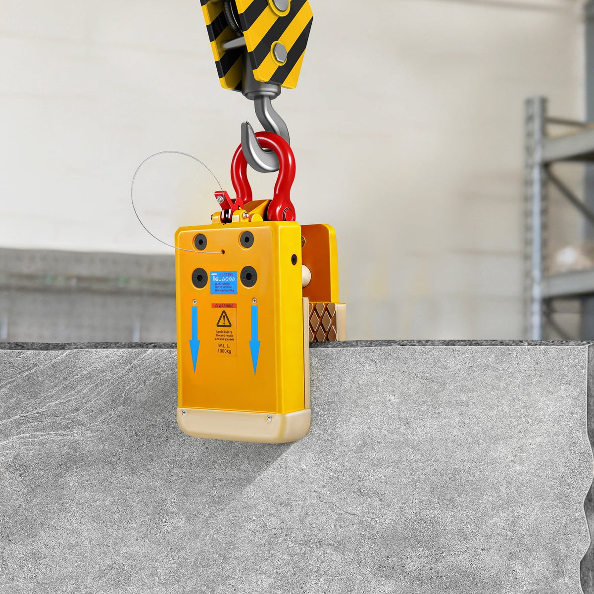 LOJIAWOWE Vertical Adjustable Stone Slab Lifting Clamp With Rubber Protective Pad For Granite Marble Quartz Hoisting And Installation Steel Rubber Structure 2200lbs Rated Load 18.11X7.87X6.69in