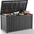 LOJIAWOWE 270 Gallon Resin Deck Box, Waterproof Lockable Outdoor Storage Container for Patio Furniture, Pool Supplies, Black