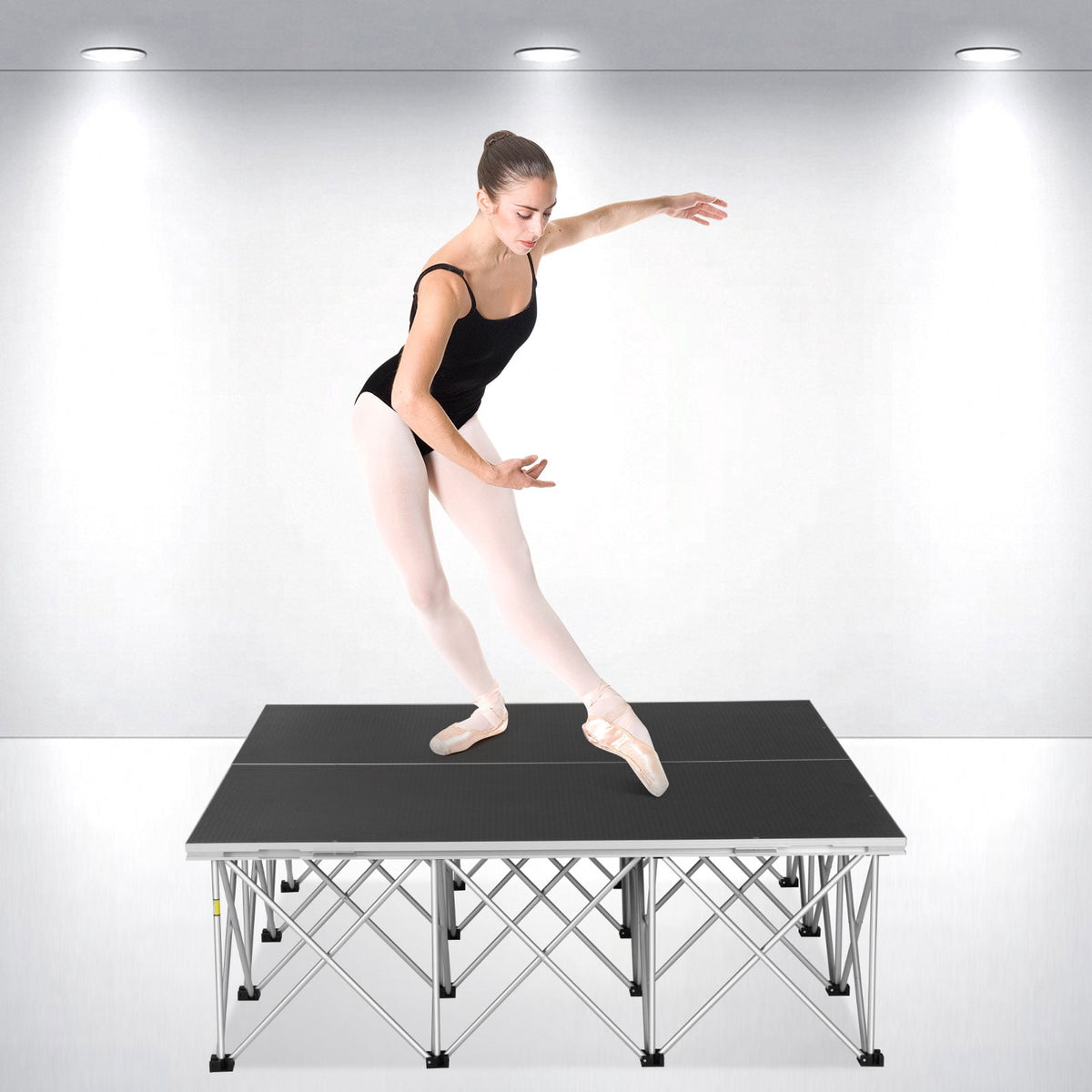 LOJIAWOWE 48 x 48 Inch Folding Portable Stage Platform Heavy Duty Non Slip Performance Stage for Wedding Concert School Auditorium Restaurant Bar Events