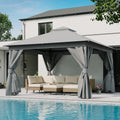 LOJIAWOWE 12x12ft Outdoor Gazebo Canopy Tent with Durable Metal Frame Double Tier Roof Mosquito Netting Privacy Screens for Patio Garden Yard