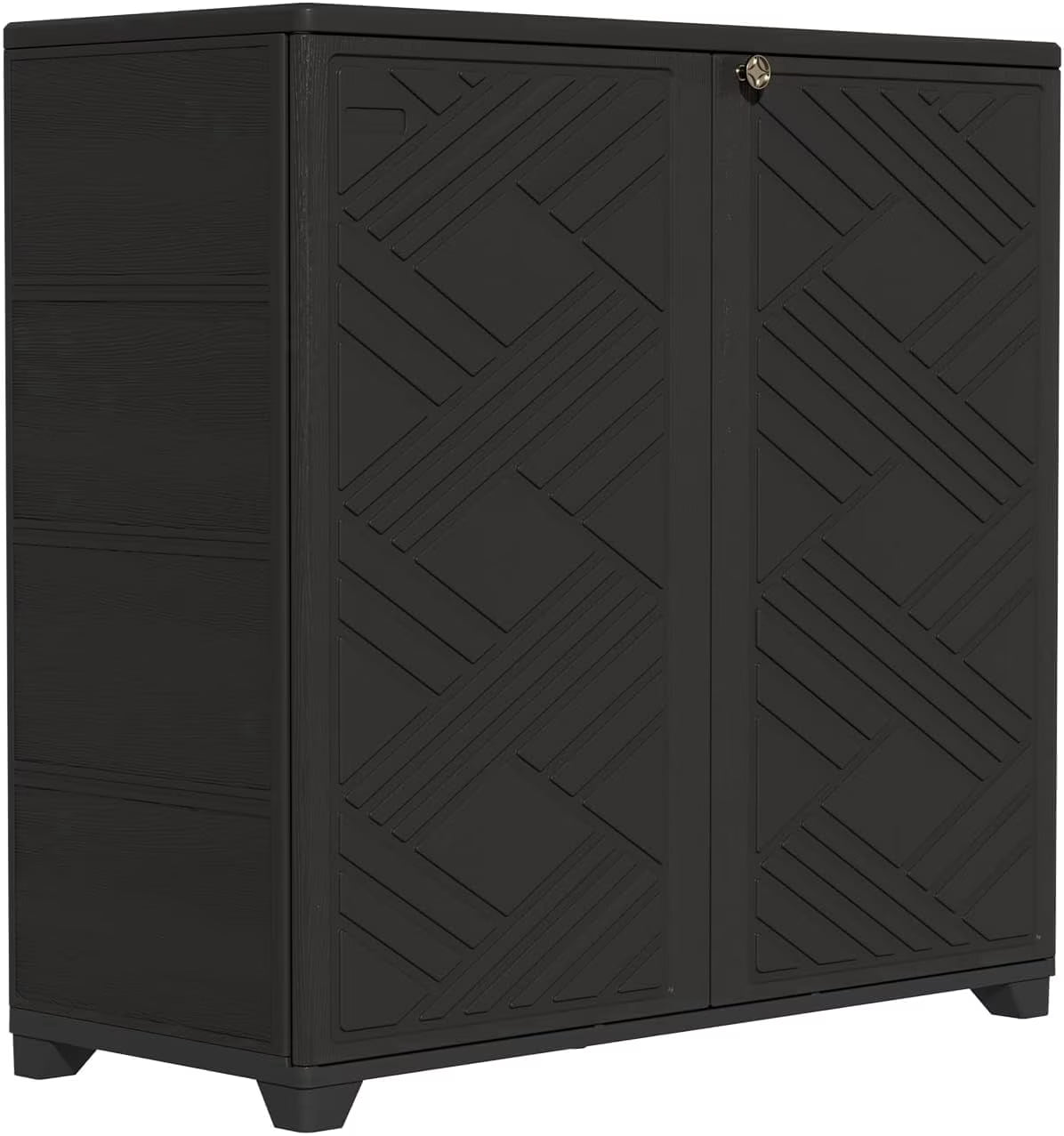 LOJIAWOWE Cabinet with 1 Shelf, Waterproof, UV Resistant, Indoor Outdoor Storage, Black