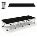LOJIAWOWE Modular Folding Aluminum Stage Stairs 48in Wide Heavy Duty Non Slip Step with Collapsible Riser for 16 Inch Stage Platform
