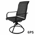 LOJIAWOWE 6 Piece High Back Patio Chairs with 360 Degree Swivel and 15 Degree Rocking Curved Armrests Breathable Textilene Outdoor Dining Chairs for Patio Garden Backyard Gray