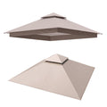 LOJIAWOWE 10x10ft Gazebo Replacement Canopy Cover Outdoor Top Replacement with Removable Double Roof Vent Design UV Resistant Polyester Fabric for Backyard Garden Lawn Khaki