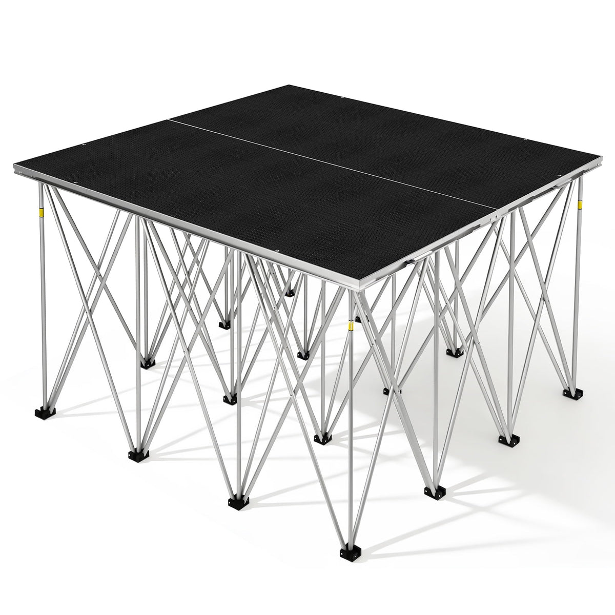 LOJIAWOWE 4x4Ft Portable Folding Stage Platform 2.7FT High Modular Stage Riser Heavy Duty 700kg/m2 Load Capacity Tool-Free Easy Setup for Wedding DJ Concert Indoor Outdoor Events