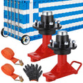 LOJIAWOWE Heavy Duty Shipping Container Axle Wheel Kit With 2 Pieces 6 Lug Wheels And Ratchet Tie Down Straps For Cargo And Storage Container Transfer Red 11.79X11.40X6.68in