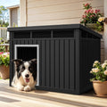 LOJIAWOWE Indoor Outdoor Dog House for Medium to Large Dogs, Weatherproof Asphalt Roof with Removable Floor & Ventilation, Easy-Clean Design (Gray)