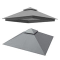 LOJIAWOWE 10x10ft Gazebo Replacement Canopy Top Outdoor Patio Cover with Removable Double Tier Ventilated Roof UV Resistant Polyester Fabric for Backyard Garden Lawn Gray