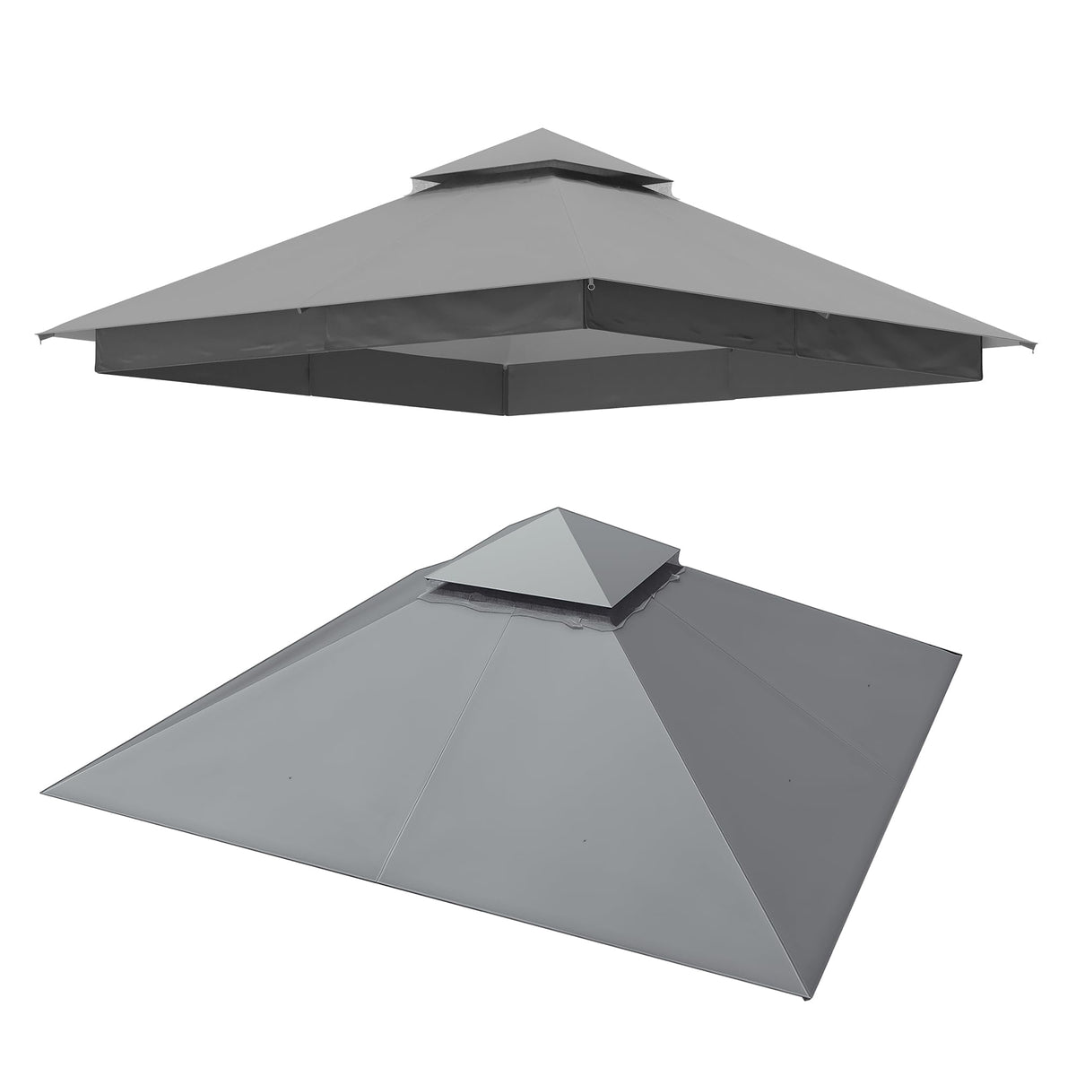 LOJIAWOWE 10x10ft Gazebo Replacement Canopy Top Outdoor Patio Cover with Removable Double Tier Ventilated Roof UV Resistant Polyester Fabric for Backyard Garden Lawn Gray
